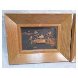 Chinese Cork Art Scenes in Wood Frames