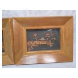 Chinese Cork Art Scenes in Wood Frames
