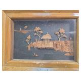 Chinese Cork Art Scenes in Wood Frames