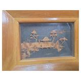 Chinese Cork Art Scenes in Wood Frames
