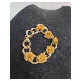 Gold Tone Rose Link Bracelet