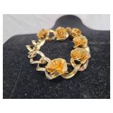 Gold Tone Rose Link Bracelet
