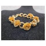 Gold Tone Rose Link Bracelet