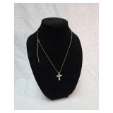Crystal Studded Gold Cross Pendant Necklace