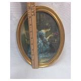 Oval Framed Art Print - Lady in Blue Dress