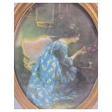 Oval Framed Art Print - Lady in Blue Dress