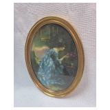 Oval Framed Art Print - Lady in Blue Dress