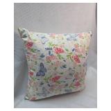 Butterfly and Floral Print Decorative Pillow