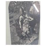 Victorian Era Theatrical Scene Print in Ornate Frame