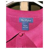 Pam Fredrick Hot Pink 100% Silk Polo Sweater