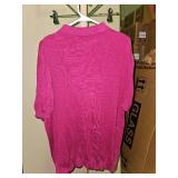 Pam Fredrick Hot Pink 100% Silk Polo Sweater
