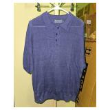 Paul Fredrick Navy Blue Knit Polo Sweater