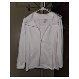 Christopher & Banks White Textured Zip Jacket