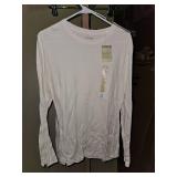 Sonoma  yellow White Long Sleeve Cotton Crew Neck T-Shirt XL