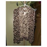 French Sunday Brown Ikat Print cover jacket Size 14/16