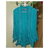 Antthony Teal Lace Trim Cardigan XL Style 2498