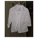 Christopher & Banks White Striped Button Down Shirt