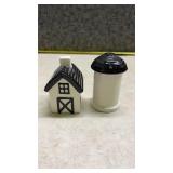 Black and White Ceramic Salt and Pepper Shakers - House and Silo (SS)