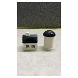 Black and White Ceramic Salt and Pepper Shakers - House and Silo (SS)