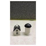 Black and White Ceramic Salt and Pepper Shakers - House and Silo (SS)