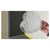 Clear Glass Rose Pattern Serving Plate