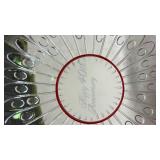 40th Anniversary Crystal Glass Serving Platter with Red Trim