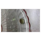 40th Anniversary Crystal Glass Serving Platter with Red Trim