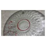 40th Anniversary Crystal Glass Serving Platter with Red Trim