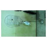 White Metal Bird Cage with Stand