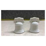 White Ceramic Liberty Bell Salt and Pepper Shakers (SS)