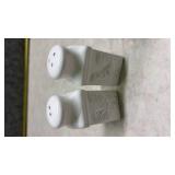 White Ceramic Salt and Pepper Shakers with Chickens and Comes with Holder (SS)