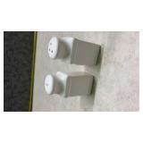 White Ceramic Salt and Pepper Shakers with Chickens and Comes with Holder (SS)