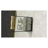 White Ceramic Salt and Pepper Shakers with Chickens and Comes with Holder (SS)