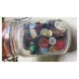 Glass Jar with Mixed Button Collection