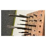 Wooden Drill Bit Storage Block with Assorted Bits