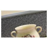 Decorated Ceramic Vase with Blue Shield Design