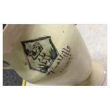 Decorated Ceramic Vase with Blue Shield Design