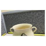 Decorated Ceramic Vase with Blue Shield Design