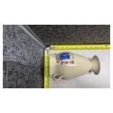 Decorated Ceramic Vase with Blue Shield Design