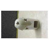 Pearlescent Porcelain Cross with Doves Votive Holder