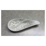 White Ceramic Spoon Rest Customized with Handwriting,