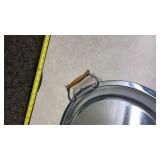 Chrome Serving Tray with Wooden Handles
