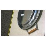 Chrome Serving Tray with Wooden Handles