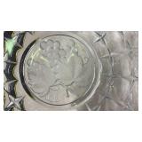 Clear Glass Grape Leaf Pattern Serving Plate
