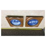 2 Royal Copenhagen Blue Plate with Brown Frame