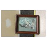 Winter Birds Oil Painting in Wood Frame