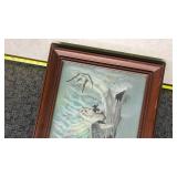 Winter Birds Oil Painting in Wood Frame