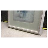 Abstract Blue and Grey Watercolor Art Print in White Frame