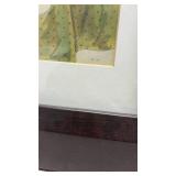 Traditional European Folk Art Print in Dark Wood Frame