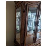 Ornate Oak Display Cabinet with Glass Shelving